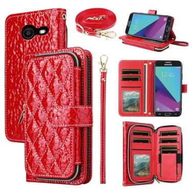 Imagem de Furiet Argyle Capa carteira para Samsung Galaxy J3 Luna Pro J 3 Prime 2017 Emerge 3J Eclipse Mission com tiracolo/alça de pulso suporte com zíper bolsa à prova de choque para cartão capa de celular