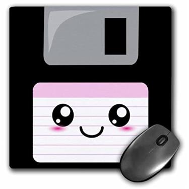 Imagem de 3dRose LLC 20 x 20 x 0,63 cm Kawaii Cute Happy Floppy Disk Animel Smiley Cartoon com estampa de etiqueta rosa (mp_57453_1)