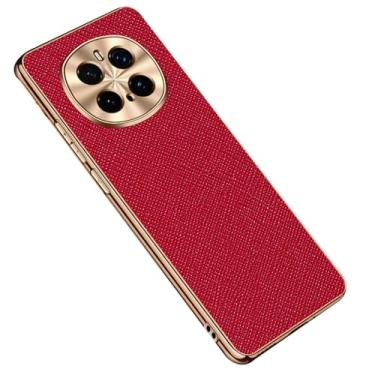 Imagem de POYUFRG Capa de luxo para Honor Magic 7 Pro/7, capa de couro com bordas douradas brilhantes revestidas, pacote total, capa antiqueda, vermelha, 7 Pro