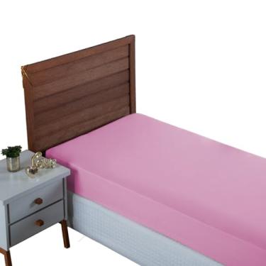 Imagem de Lençol Solteiro 300 Fios Percal 100% Algodão Toque Macio com Elástico Avulso Roupa de Cama Box (Rosa)