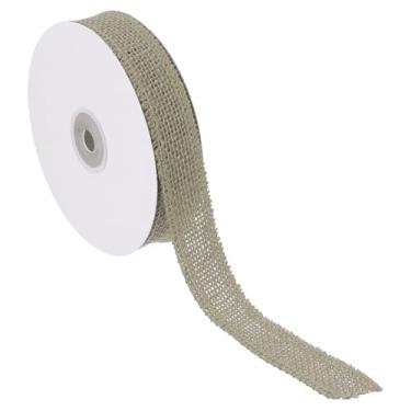 Imagem de PATIKIL Fita de serapilheira de 2,5 cm de largura, tecido de juta natural, rolo de embrulho de presente para festa, casa, decoração de laço, casamento, Natal, caramelo