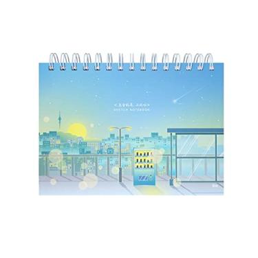 Imagem de Caderno de desenho em espiral Shining Day, caderno estético sem forro, 14,7 cm x 20,3 cm, 75 folhas, papel de desenho de qualidade premium de 130 g/m², capa dura, nota de esboço em branco (Dawn)