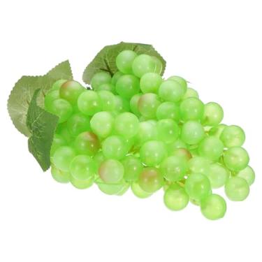 Imagem de PATIKIL 2 cachos de uvas artificiais, simulação de PVC, uvas verdes falsas, realistas, realistas, modelo de fruta falsa para decoração de casa, cozinha, festa, adereços de fotografia (cada cacho 60