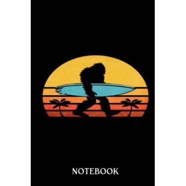 Imagem de Bigfoot notebook: Bigfoot Retro Surfing Tropical Surfer | 120 pages College Ruled Notebook | 6x9" Designer Cover | A Great Gift Bigfoot Believers, Enthusiasts, Researchers & Fans