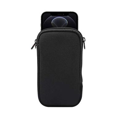 Imagem de Capa de neoprene para celular com cordão de pescoço para iPhone 16 Pro 16 15 Pro 15 14 Pro 14 13 Pro 13 12 Pro 12 11 Pro 11 XS XR X Galaxy S24 S23 S22 S21 S20 S10 A10e A01 Google Pixel 8 (Preto, M)