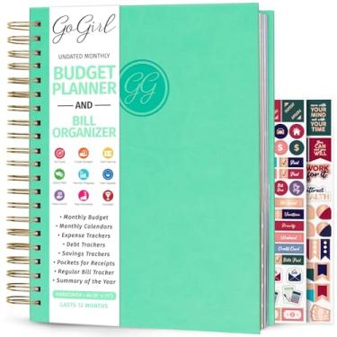 Imagem de GoGirl Agenda de orçamento e organizador de notas mensal – Livro financeiro mensal com bolsos. Diário de caderno de cronômetro de custos para controlar o seu dinheiro, capa dura em espiral tamanho A4, dura 1 ano – Verde menta