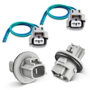 Imagem de RED WOLF 9007560028 Soquete de luz de sinalização frontal com trança de fio compatível com Toyota Tacoma Corolla RAV4 Camry 4Runner Highlander para Scion iQ tC (2 pinos fio pigtail)