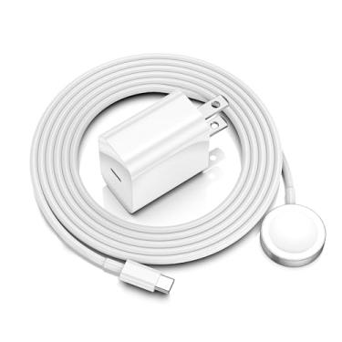 Imagem de Carregador para Apple Watch com bloco de carregador rápido USB C, carregador rápido para iPhone Watch [certificado MFi] Cabo de carregamento magnético de 1,8 m para iWatch Series SE/9/8/7/6/5/4/3/2/1