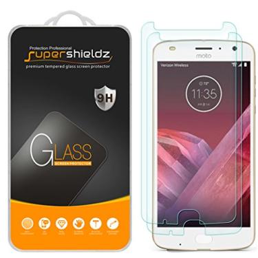 Imagem de [Pacote com 2] Protetor de tela de vidro temperado Supershieldz para Motorola (Moto Z2 Play), antiarranhões, impressões digitais, substituição vitalícia