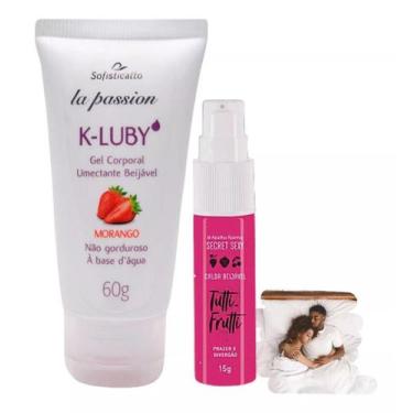 Imagem de Lubrificante K-Luby Morango + Calda Bejável  Secret Sexy Tutti Frutti 