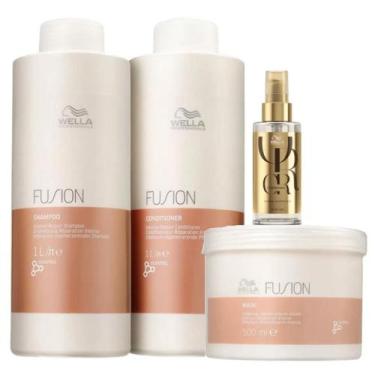 Imagem de Kit Wella Professionals Fusion Sh 1L + Cond 1L + Masq 500g + Oil Refle