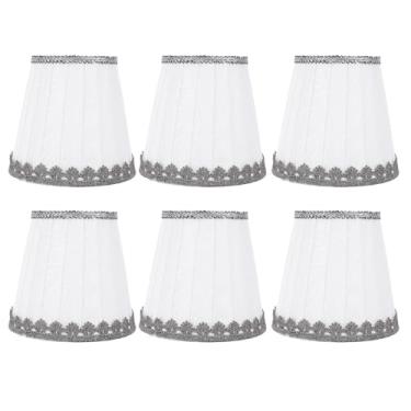 Imagem de 6pcs Tecido Abajur Lâmpada Tons de Lâmpada de Clipe na Tonalidade Decorativa Plissada para Luminária de Mesa de Mesa de Lâmpada Luminária Superior Universa