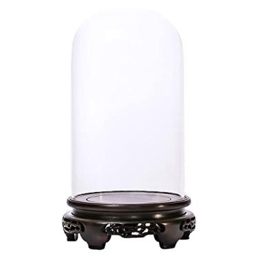 Imagem de LICONG-2020 Base de bonsai cúpula de vidro de cúpula com tela de madeira de vaso de madeira tela decorativa for colecionáveis antigos terrário de faixa de sino base de vaso
