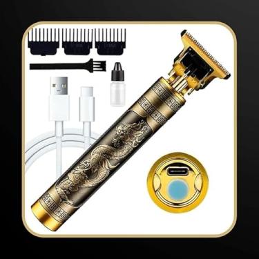 Imagem de Máquina Profissional Dragão Acabamento Sem Fio Cabelo Barba Pezinho Personalizada Com Limitador de Lamina Ajustável Recarregável 4 Pentes Óleo Escovinha Kit Conjunto Aparador Acabamento