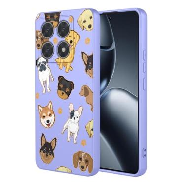 Imagem de KOARWVC Capa de telefone para Xiaomi 14T Pro, capa com design de padrão de gato fofo capa protetora fina de TPU macio para celular Xiaomi 14T Pro Purple Dog