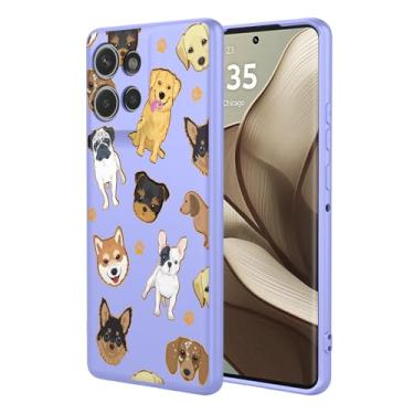 Imagem de KOARWVC Capa de celular para Moto Edge 50, capa para Motorola Edge 50, design fofo de padrão de gato, capa protetora fina de TPU macio para celular Motorola Edge 50 roxo cachorro
