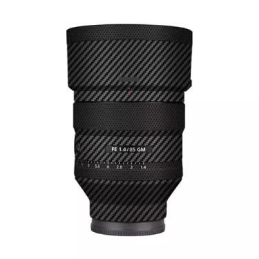 Imagem de Revestimento adesivo para lente de câmera antiarranhões para Sony FE 85 mm F1.4 GM Película protetora de vinil protetor corporal FE 1.4/85 GM 85 1.4 (fibra de carbono preta)