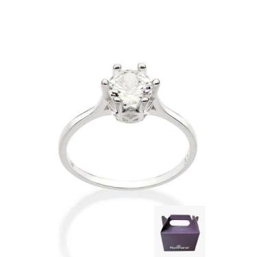 Imagem de Anel Solitário Prata Maciça 925 e Zircônia Rommanel 810277, Prata, 12