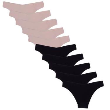 Imagem de  Kit 10 Calcinhas Fio Dental Sem Costura Poliamida Huxter Colors, P