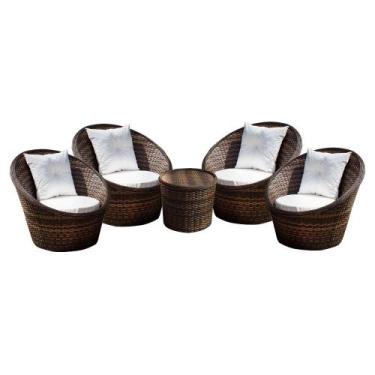 Imagem de Conjunto de Poltronas Fibra Sintética Bola - 4 Poltronas + 1 Mesa Cent