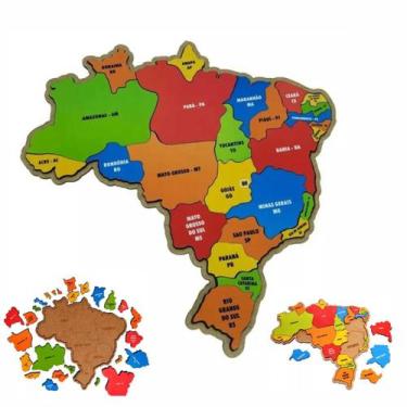 Imagem de Mapa Brasil Brinquedo Educativo Quebra cabeça Pedagógico - INDÚSTRIA F