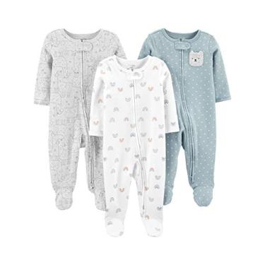 Imagem de Simple Joys by Carter's Pacote com 3 bebês neutros para dormir e brincar, Urso/lhama/ar...