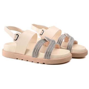 Imagem de Sandália papete feminina brilho celina - LilaBlu, Creme, 38