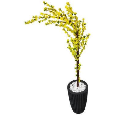 Imagem de Árvore Cerejeira Curvada Amarela Artificial Com Vaso Grande - Flor de 