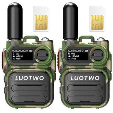 Imagem de LUOTWO Pacote com 2 Walkie Talkies Globais 4G G388 com Cartões SIM, Cobertura Nacional, Alcance de Comunicação Ilimitada, Rádios Bidirecionais PoC com Lanterna para Adultos Intercomunicador de Longo