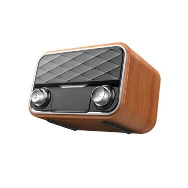 Imagem de Alto-Falante Bluetooth Portátil Retro com Rádio - Ideal para Uso em Am