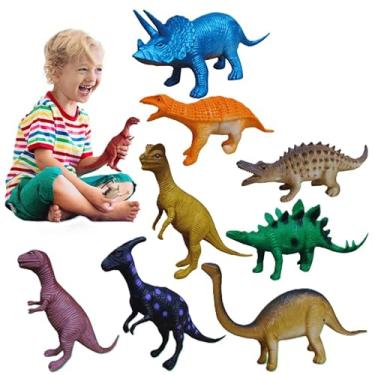 Imagem de Dinossauros Brinquedo de Borracha Grande Resistente Kit 8 Pcs