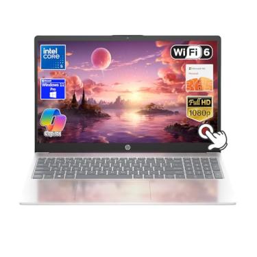Imagem de HP Laptop com tela sensível ao toque de 15,6 polegadas, Intel Core 5 120U, tela FHD (1920 x 1200), Wi-Fi 6, webcam, Windows 11 Pro Copilot, com Office 365 (16 GB de RAM | SSD PCIe de 1 TB)