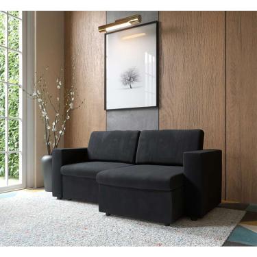 Imagem de Sofá 3 Lugares Retrátil Zoy Suede Preto