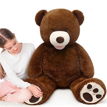 Imagem de MorisMos Urso de Pelúcia Gigante com Grandes Pegadas Big Teddy Bear Pelúcia Animais Recheados Marrom Escuro 51 polegadas