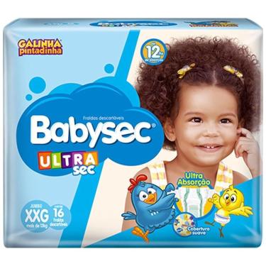 Imagem de Fralda Babysec Ultrasec Tamanho XXG Pacote Jumbo 16 Fraldas Descartáveis