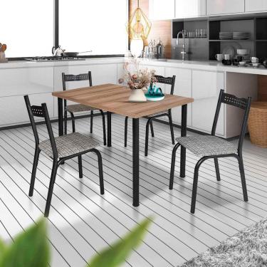 Imagem de Mesa De Jantar 4 Lugares Para Apartamento Pequeno Preto Carvalho Manteiga Alba Shop Jm