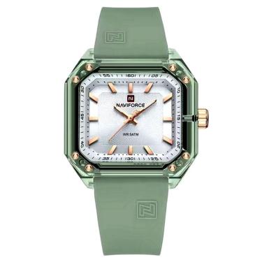 Imagem de Relógio Feminino Pulseira De Silicone Classico Quadrado Elegante Impermeável 50m Verde Sublime