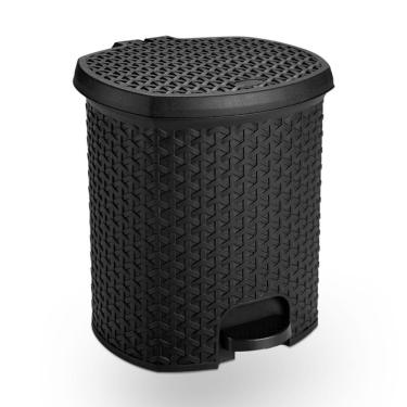 Imagem de Lixeira Com Pedal Rattan 15litros Plasnorthon Preta