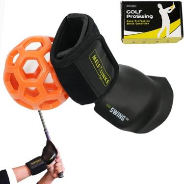 Imagem de Kit de auxílio de treinamento de golfe, treinador de balanço de golfe, kit de auxílio de treinamento de pulso ajustável, treinador portátil com suporte de pulso e ferramenta de alinhamento para