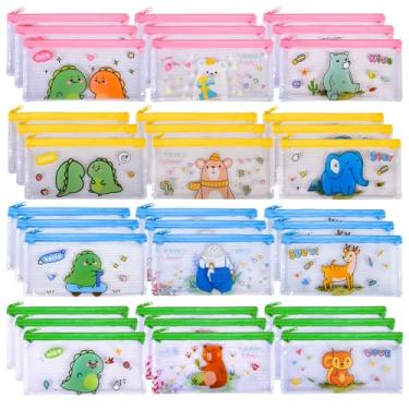 Imagem de Ulema 36 Peças De Bolsas Lápis Malha Com Desenho Animado Para Presente Volta Às Aulas, Bolsa Plástico Zíper 8 X 4 Polegadas Organização Sala Aula, Material Escolar E Escritório (36)