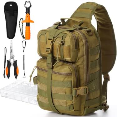 Imagem de Eccliy Kit de 6 ferramentas de pesca, mochila tática de pesca, kit de alicates de pesca, caixa de equipamentos, garra de lábio de peixe, armazenamento de equipamentos e equipamentos de pescador