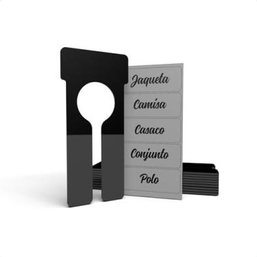 Imagem de Printable - Divisórias Pretas para Cabideiro e Araras – Separadores de Roupas por Tamanho, Cor e Modelo com Etiquetas Adesivas (10und)