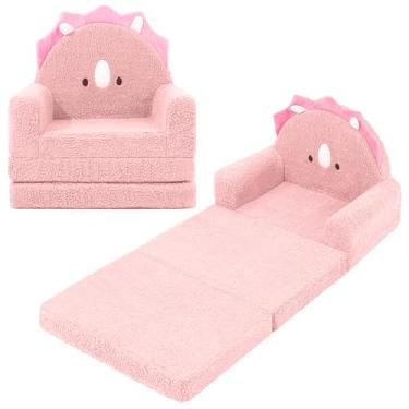 Imagem de MOONBEEKI Sofá infantil dobrável 2 em 1, tecido sherpa macio com capa lavável, sofá conversível para espreguiçadeira, sofá infantil para sala de jogos, quarto, sala de estar, presente de aniversário