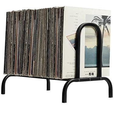 Imagem de KAZAKA Premium Vinyl Record Storage，Vinyl Record Storage Holder,Fits 110 Albums/LPs,Metal Vinyl Record Organizer Stand, Sturdiness/Simple/Functional/Easy Assembly(Black)