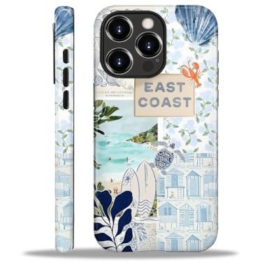 Imagem de Capa compatível com iPhone 16 Pro, capa rígida híbrida de policarbonato de 2 camadas + capa protetora de silicone, conchas, tartarugas, praias e cabanas, resistente a arranhões, à prova de choque para