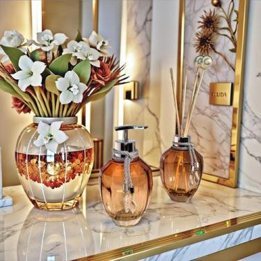 Imagem de Kit Lavabo Banheiro Completo Vidro Super Luxo Presente Ambar - MultiVe