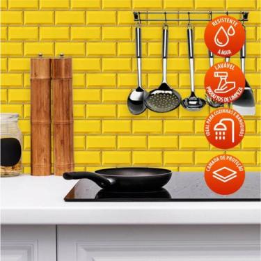 Imagem de Revestimento de Azulejo Metrô Amarelo 270 - Inove Papéis de Parede