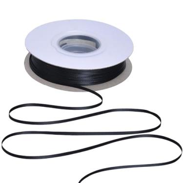 Imagem de YAMA Fita de cetim preta dupla face 1/20.3 cm 100 jardas fita preta fina para embrulho de presente, laços de cabelo, decoração de festa de casamento