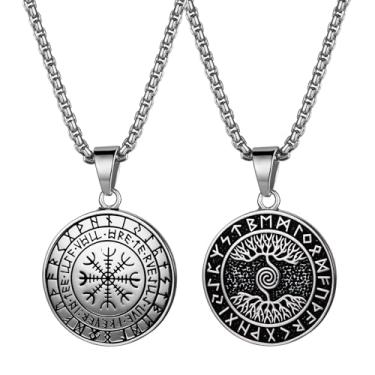 Imagem de OIDEA Colar Viking Árvore da Vida para Homens: Colares com Pingente de Runas Viking de Aço Inoxidável Proteção Vintage Amuleto Joias Presentes para Mulheres e Homens, Aço inoxidável, Sem Pedra