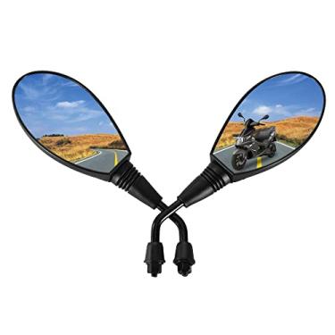 Imagem de GOOFIT 8 mm no sentido horário motocicleta scooter ciclomotor ATV espelhos pretos serve para reposição para GY6 Touring Bikes Sport Bike Cafe Racers Scooters elétricos espelhos retrovisores laterais
